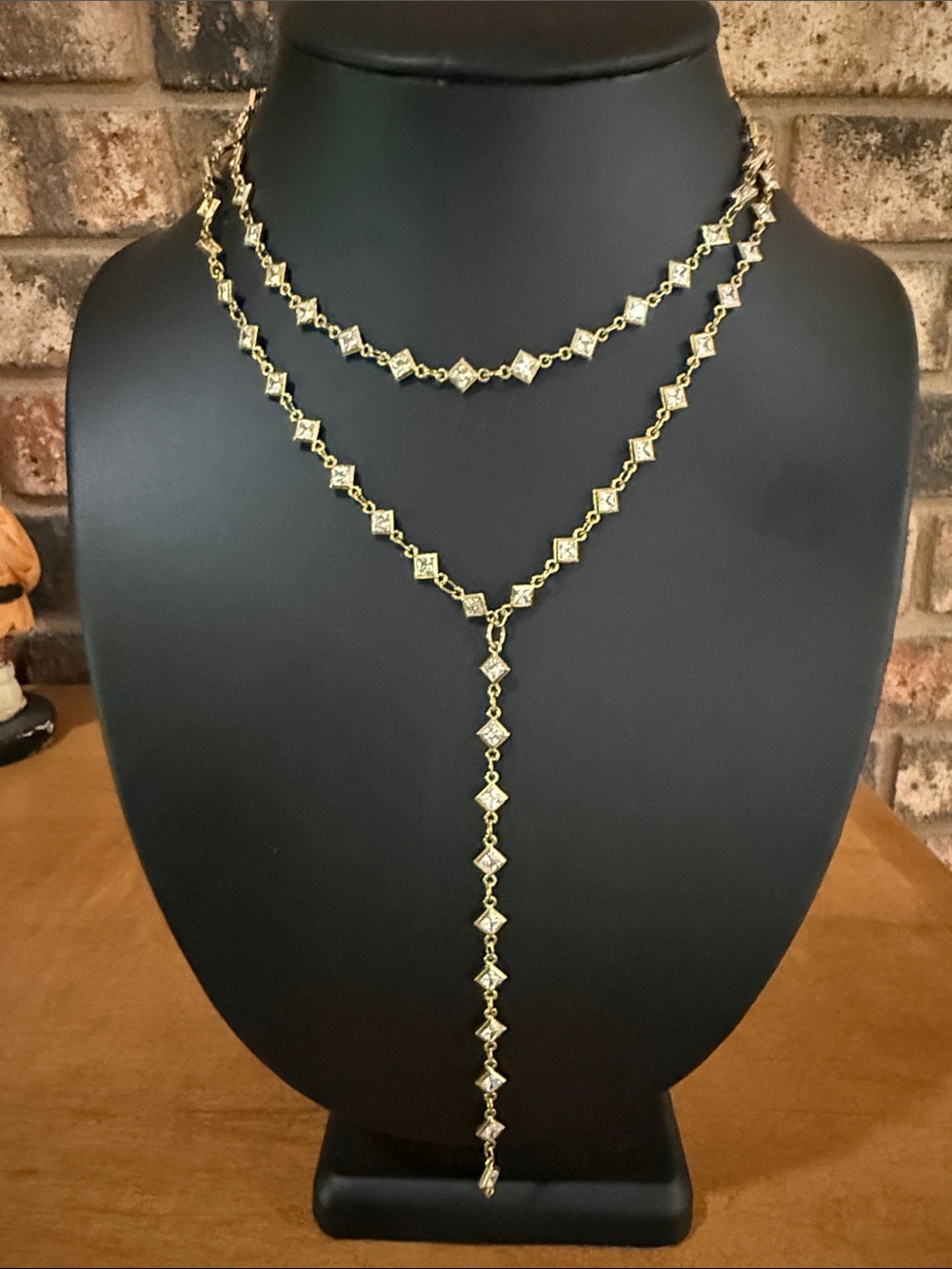 Kristalize jewelry NWT gold tone double strand crystal lariat necklace